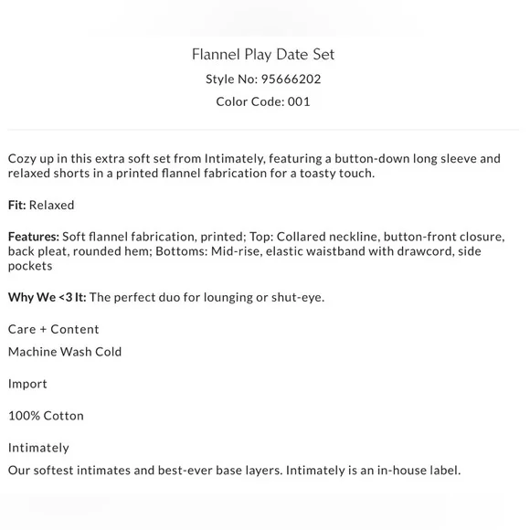 NWT Free People Intimately XS Flannel Play Date Set Cotton Black Combo New $98 - Picture 5 of 5